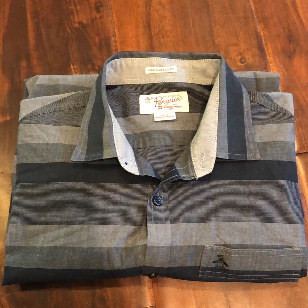 Slim fit striped button down